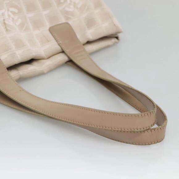 CHANEL New Travel Line Tote Bag Nylon Beige Gold CC Auth - Picture 8 of 16
